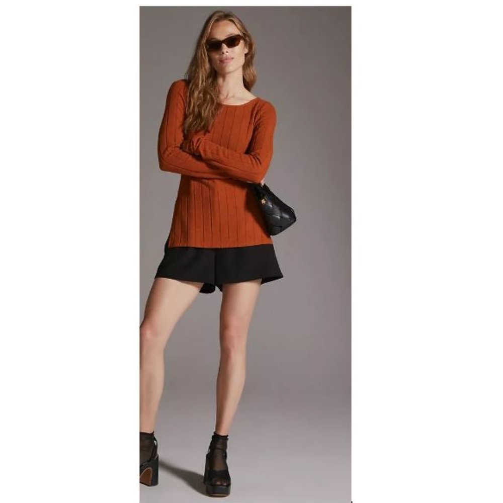 By Anthropologie Ribbed Side-Silt Tunic in Cedar - Size X-Small - NWT